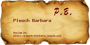 Plesch Barbara névjegykártya